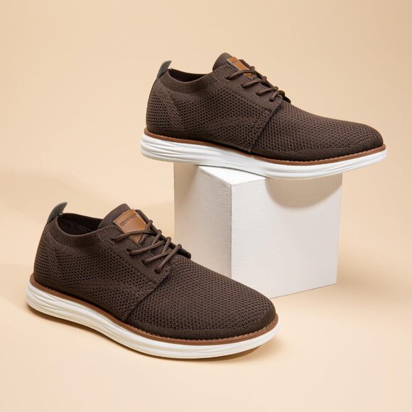 Men's Brown Knit Flex Breeze Mesh Lightweight Casual Walking Sneaker Shoes - Picture 7 of 10